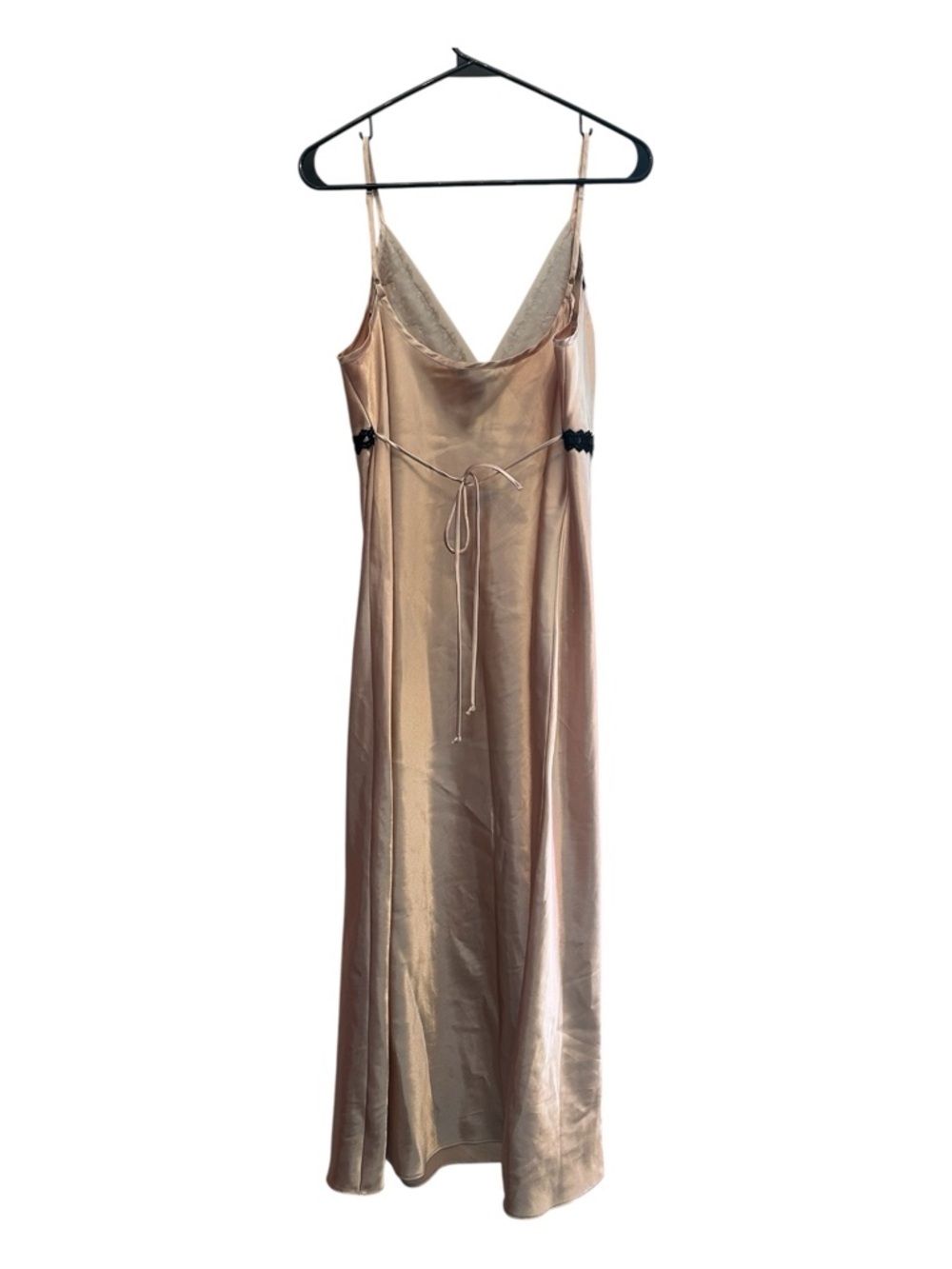 Vintage Y2K Era Delicates Blush Slip Dress with Black Lace Trim Size Medium - Picture 3 of 6